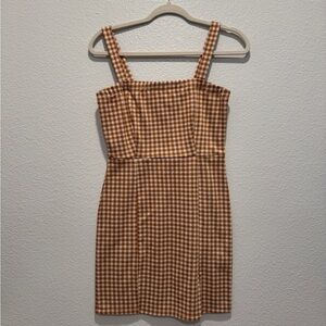 Forever 21 Orange and white gingham mini dress size medium